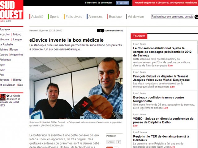[FR] Sud-Ouest – eDevice invente la box médicale